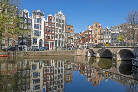 City scenic from Amsterdam in spring in the Netherlands