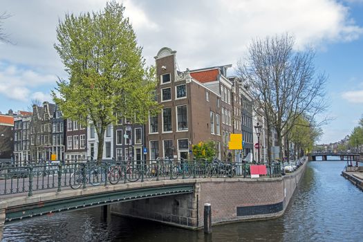 City scenic from Amsterdam in spring in the Netherlands
