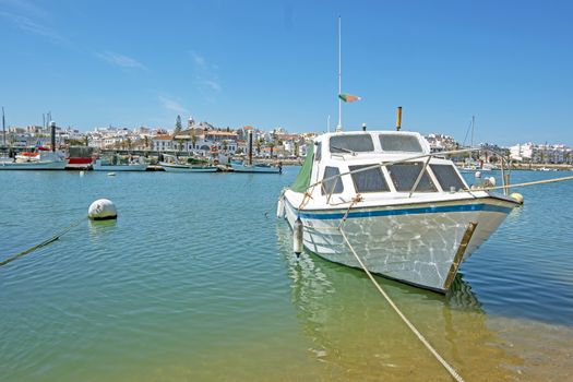 View on the harbor and city Lagos in Portugal