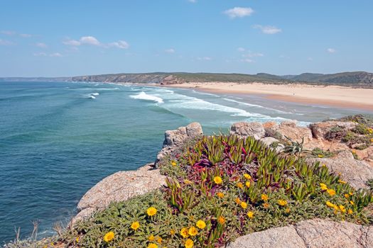 View on Carapateira beach on the westcoast in Portugal
