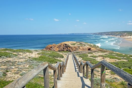 View on Carapateira beach on the westcoast in Portugal