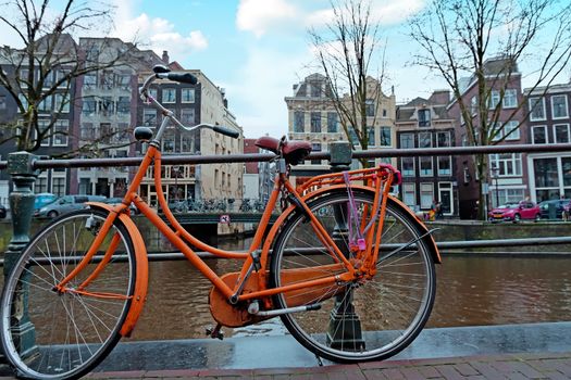 City scenic from Amsterdam in the Netherlands at sunset