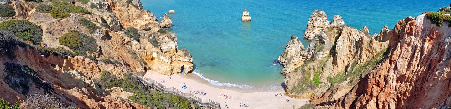 Panoramic view on Praia do Camillo in Lagos Portugal