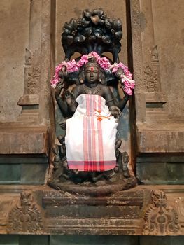 Ancient Durga statue in the Sri Ramana Ashram in Tiruvanamalai India