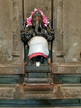 Ancient Ganesha statue in the Ramana Ashram in Tiruvanamalai India 