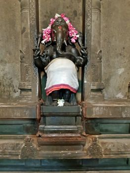 Ancient Ganesha statue in the Ramana Ashram in Tiruvanamalai India 