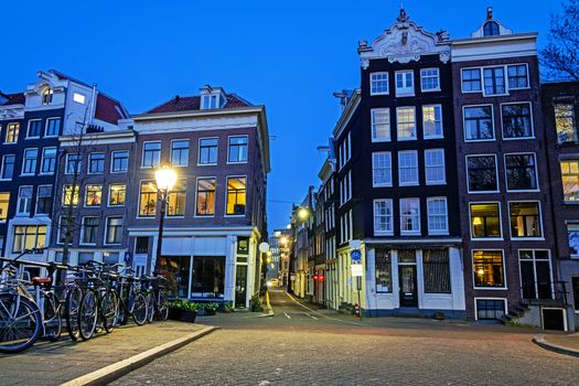 City scenic from Amsterdam in the Netherlands at sunset