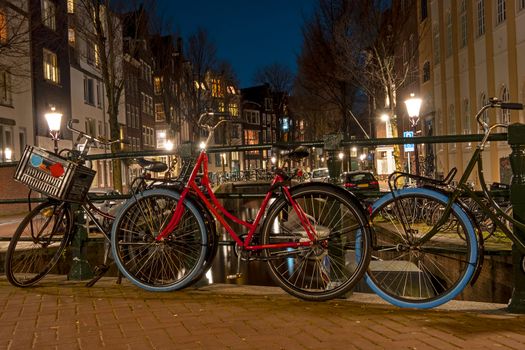 City scenic from Amsterdam in the Netherlands at night