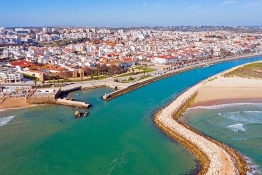 Aerial from the city Lagos in the Algarve Portugal