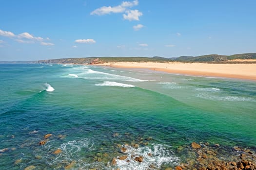 View on Carapateira beach on the westcoast in Portugal