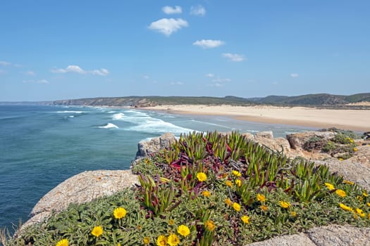 View on Carapateira beach on the westcoast in Portugal