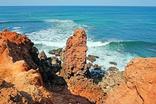 Huge rocks at Carapateira beach in Portugal