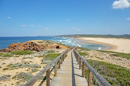 View on Carapateira beach on the westcoast in Portugal