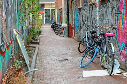Small street in Amsterdam the Netherlands