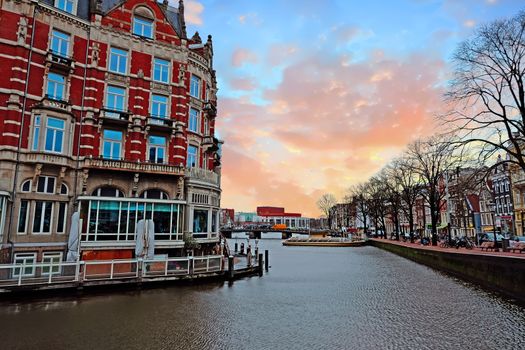 City scenic from Amsterdam in the Netherlands