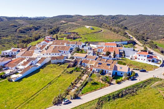 Aerial from the traditional village Pedralva in the Algarve Portugal
