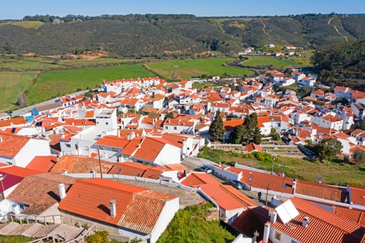 Aerial from the traditional village Odeceixe in Portugal