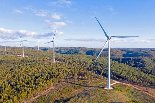 Aerial from windmills in the countryside from Portugal