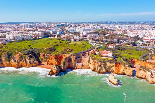 Aerial from the city Lagos in the Algarve Portugal