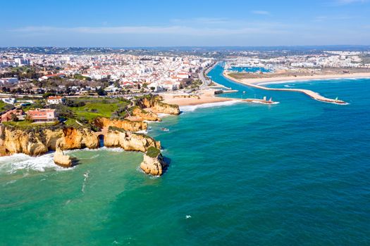 Aerial from the city Lagos in the Algarve Portugal