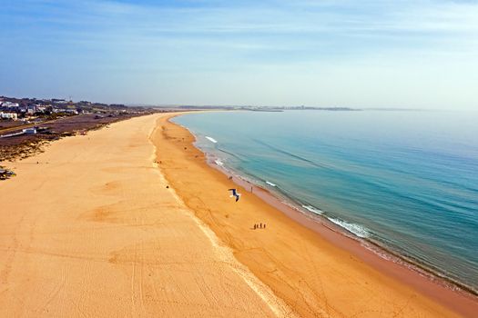 Aerial from Lagos and Meia Praia in the Algarve in Portugal
