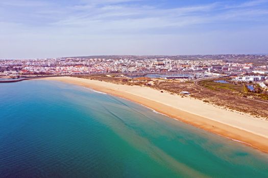Aerial from Lagos and Meia Praia in the Algarve in Portugal