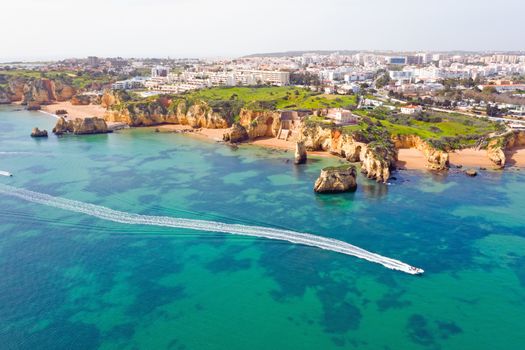 Aerial from the city Lagos in the Algarve Portugal