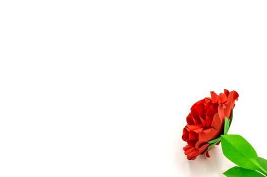 Red flower paper on isolated background with clipping path. Origami flower for your design.