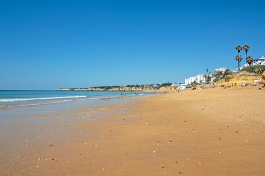 The beach in Armacao de Pera in the Algarve Portugal