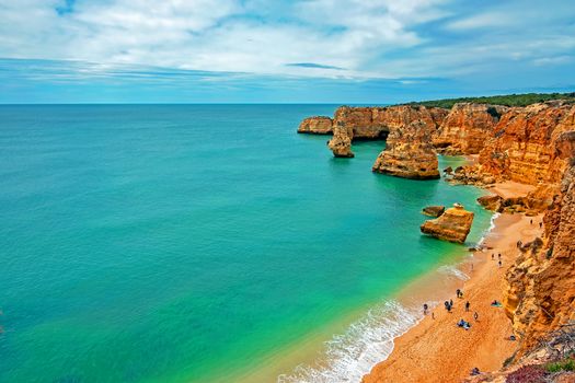 View on Praia da Marinha in the Algarve Portugal