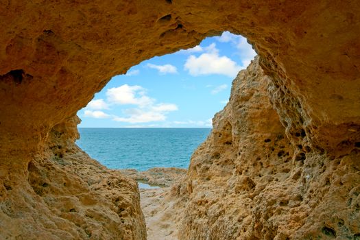 Natural rocks at Algar Seco in Carvoeiro Algarve Portugal