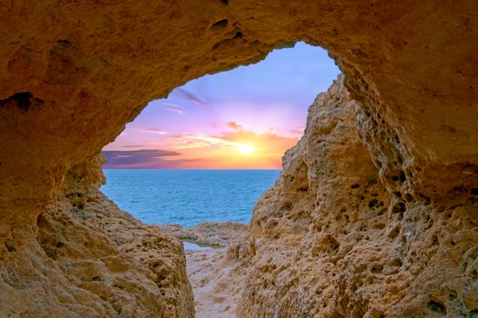 Natural rocks at Algar Seco in Carvoeiro Algarve Portugal