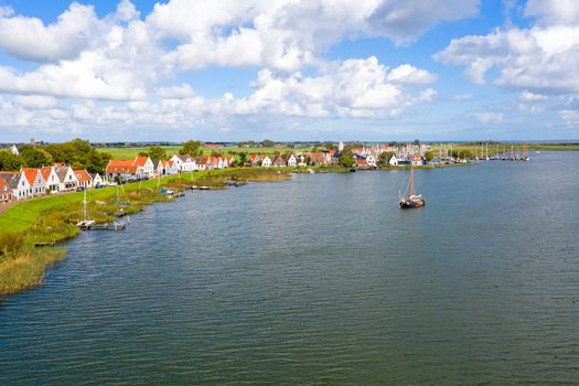Aerial from the historical village Durgerdam near Amsterdam in the Netherlands