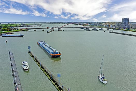 Aerial from the 'Oranje sluizen' in Amsterdam the Netherlands
