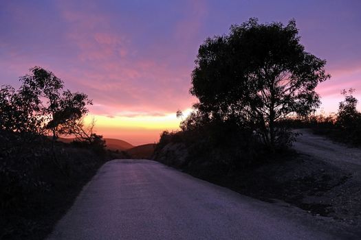 Beautiful sunset at the west coast in Portugal