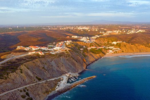 Aerial from the village Arifana at the westcoast in Portugal