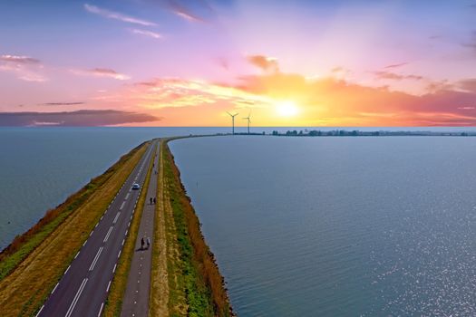 Aerial from the Dyke to Marken in the Netherlands