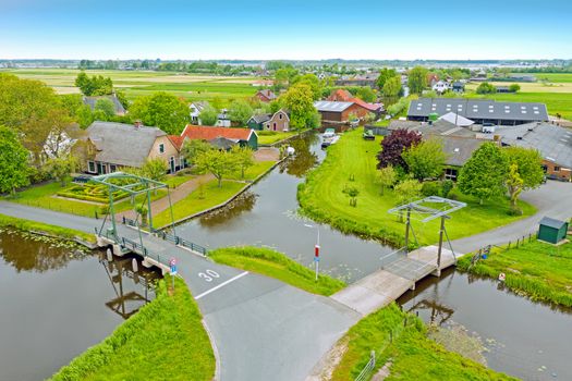 Aerial from the village Zevenhuizen in the countryside from the Netherlands