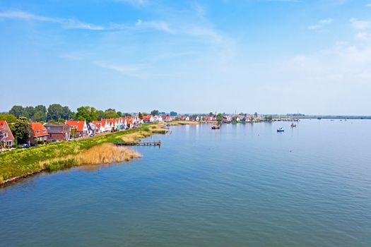 Aerial from the traditional village Durgerdam in the Netherlands