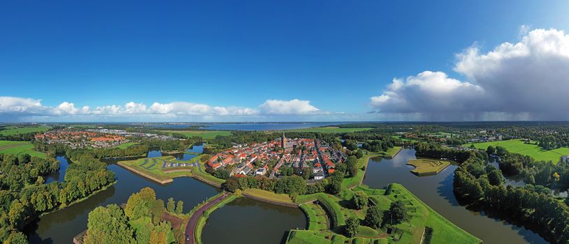 Aerial panorama from historical Naarden Vesting in the Netherlands