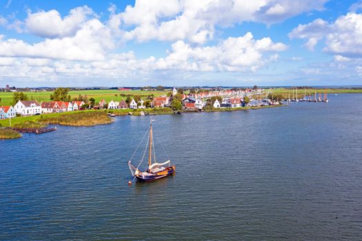 Aerial from the traditional village Durgerdam near Amsterdam in the Netherlands