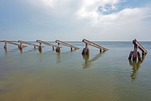 Breakwaters in the IJsselmeer in the Netherlands