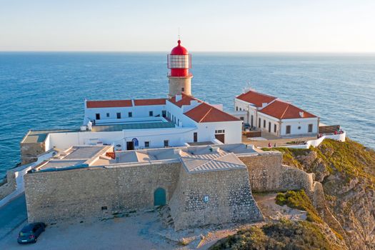 Aerial from lighthouse Cabo Vicente in Sagres Portugal