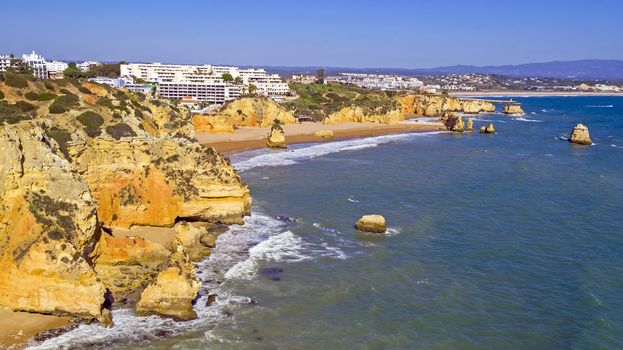 Aerial from Praia da Rocha in the Algarve Portugal