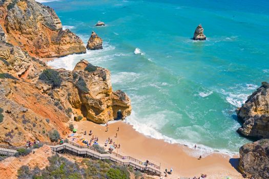 Aerial from Praia Do Camillo in Lagos Portugal