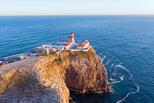 Aerial from the lighthouse Cabo Vicente near Sagres in Portugal