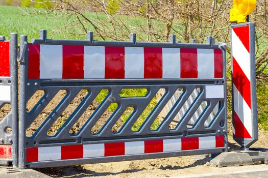 Roadworks with construction site barriers in Germany