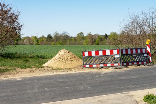Roadworks with construction site barriers in Germany