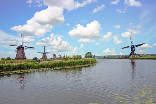 Traditional windmills at Kinderdijk in the Netherlands