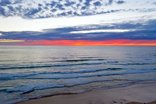 Aerial from a beautiful cloudscape at the atlantic ocean